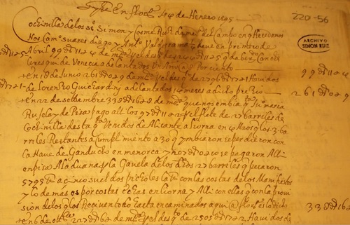 Ruiz textile industry records, Florence, 1595 (Archivo Hist&oacute;rico Provincial de Valladolid, Archivo Sim&oacute;n Ruiz, document 220-56).